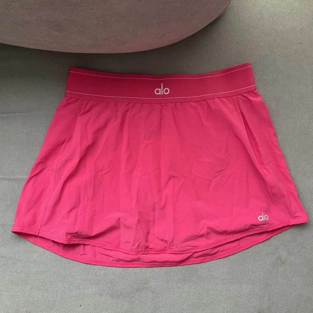 Alo Yoga Match Point Tennis Skirt Pink Summer Crush S